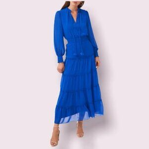 Revolve 1. State Blue Tiered Long Sleeve Maxi Dress SZ XL